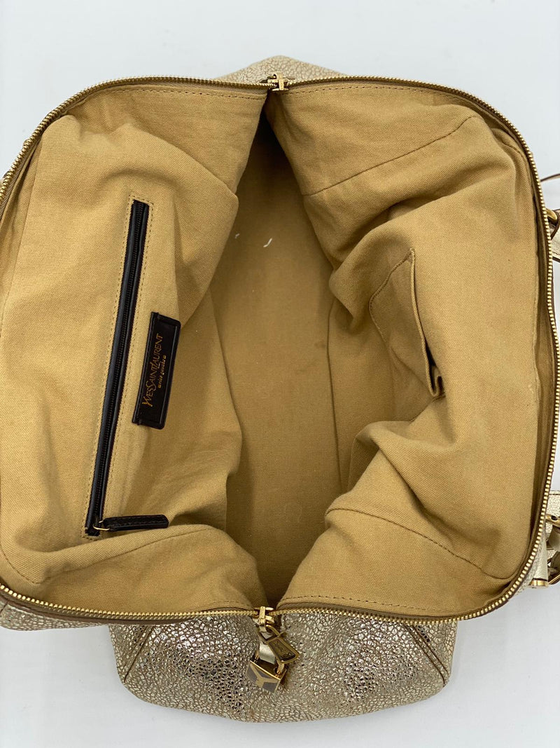 Saint Laurent Rive Gauche Metallic Gold Leather Medium Majorelle Tote Bag